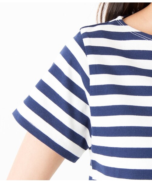 LE JUN（ルジュン）の「ボーダーポケットTシャツ（Ｔシャツ/カットソー・レディース・ネイビー/ブルー系/ピンク・F）」の8枚目の写真