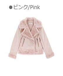 Bobon21 | フェイクムートンライダースジャケット-全１色-(ライダースジャケット)