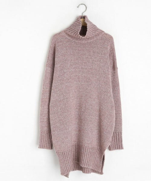 DHOLIC（ディーホリック）の「メランジハイネックロングニット（ニット/セーター・レディース・その他/ピンク/グレー・FREE）」の3枚目の写真