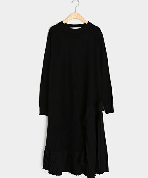 DHOLIC（ディーホリック）の「プリーツフリルヘムワンピース（ワンピース・レディース・ベージュ/ブラック・FREE）」の2枚目の写真