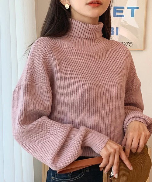 DHOLIC（ディーホリック）の「バックリボンタートルネックニット（ニット/セーター・レディース・グレー/ピンク/ベージュ/ブラック・FREE）」の4枚目の写真