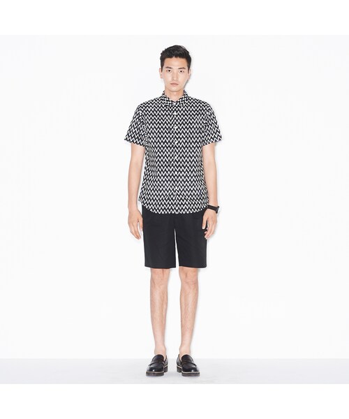 8seconds（エイトセカンズ）の「기하학 패턴 반팔 셔츠（トップス・メンズ・검정색・S/M/L/XL）」の2枚目の写真