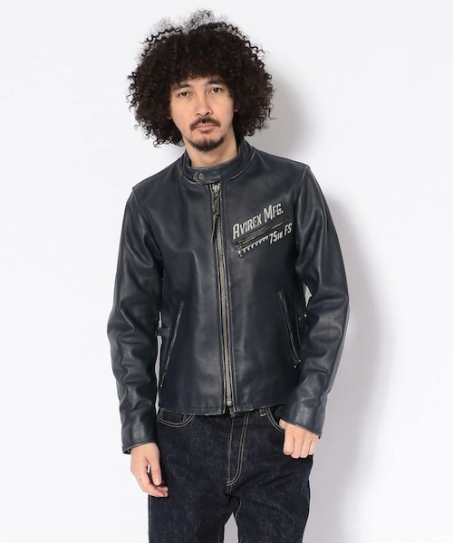アビレックス　シングルライダースジャケット　COW SKIN L 美品 アビレックス シングルライダースジャケット COW SKIN L 美品