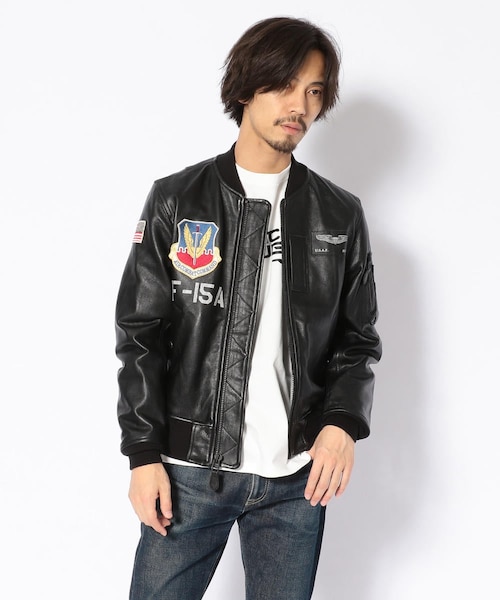 AVIREX STREAK EAGLE レザージャケットブラック