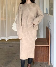 DHOLIC | スリットケーブルニット&スカートSET(ニット/セーター)