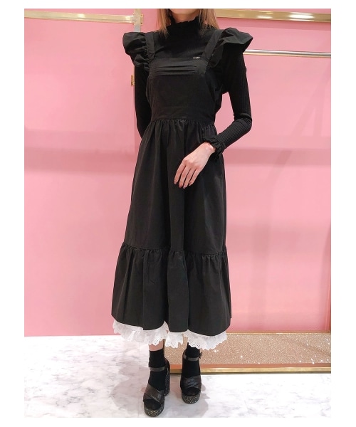 lilLilly（リルリリー）の「[pain]レイヤードエプロンワンピース