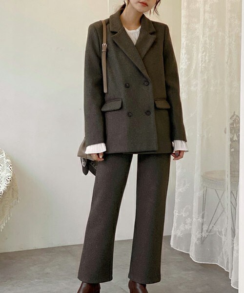 DHOLIC（ディーホリック）の「起毛ジャケット&パンツSET（その他アウター・レディース・ベージュ/グリーン・S/M）」の2枚目の写真