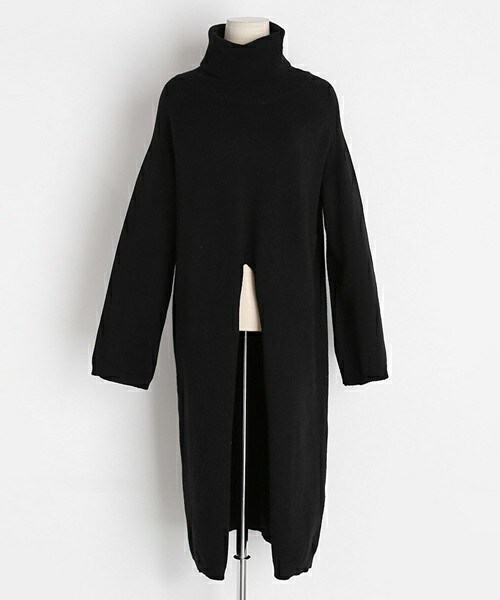 DHOLIC（ディーホリック）の「ディープスリットロングニット（ニット/セーター・レディース・ホワイト/グリーン/ブラック・FREE）」の2枚目の写真