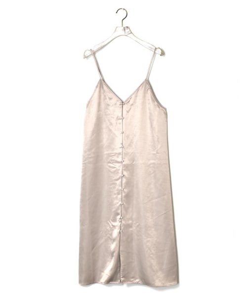 w closet(ダブルクローゼット)の「シルキーサテン前ボタンキャミワンピース(ワンピース/ドレス・レディース・アイボリー/Sグレー/レンガ・FREE/23.5/24.5)」の1枚目の写真