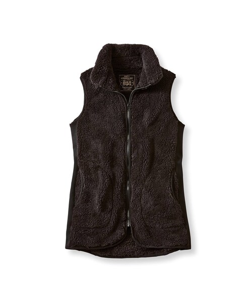 Live in comfort（リブインコンフォート）の「リブ イン コンフォート はまじとコラボ 腰まですっぽり暖かなサイドリブ遣いロングボアベスト〈ブラック〉（レディースファッション > トップス > カーディガン・ベスト・ジレ・レディース・ブラック・身幅56/総丈75.5cm/身幅59/総丈77cm/身幅50/総丈73cm/身幅53/総丈74cm/身幅50/総丈69cm/身幅50/総丈77cm/身幅47/総丈72cm/身幅47/総丈68cm/身幅47/総丈76cm/身幅44/総丈71cm）」の3枚目の写真