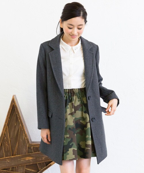 LOWRYS FARM(ローリーズファーム)の「キモウチェスターコート(ジャケット/アウター・レディース・ブラック/チャコールグレー/ブラウン・M/L)」の2枚目の写真