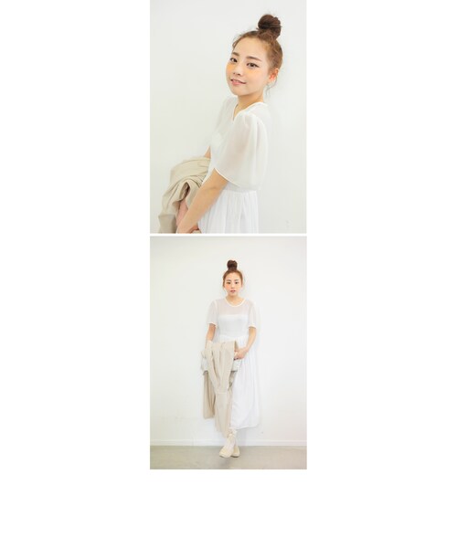 STYLENANDA(スタイルナンダ)の「シフォンフェミニンロングワンピース(ワンピース/ドレス・レディース・ホワイト/ブラック・FRE)」の15枚目の写真