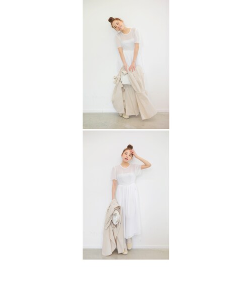 STYLENANDA(スタイルナンダ)の「シフォンフェミニンロングワンピース(ワンピース/ドレス・レディース・ホワイト/ブラック・FRE)」の7枚目の写真