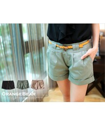 OBdesign | 悠閒自在~雙釦打摺造型棉質反折短褲‧3色(パンツ)