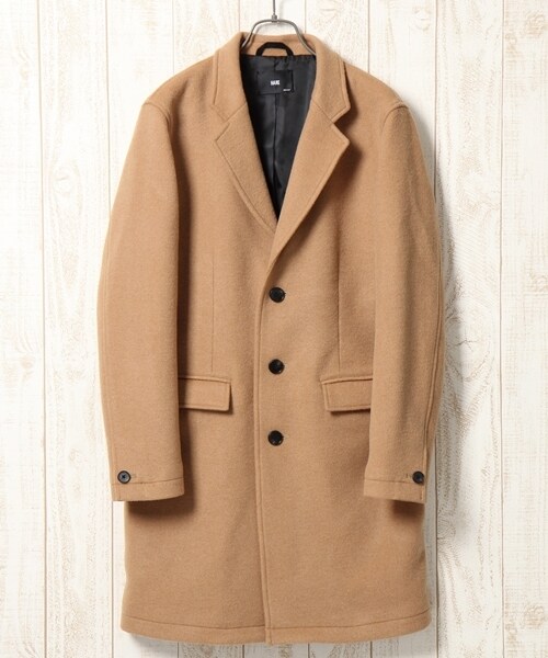 HARE（ハレ）の「【先行予約】メルトンチェスターコート（ジャケット/アウター・メンズ・ブラック/グレー/キャメル/ネイビー・Ｓ/Ｍ/Ｌ）」の3枚目の写真