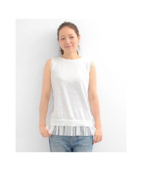 URBAN RESEARCH Sonny Label(アーバンリサーチサニーレーベル)の「チュール付ノースリニットプルオーバー(トップス・レディース・ホワイト/グレー/グリーン・FREE)」の4枚目の写真