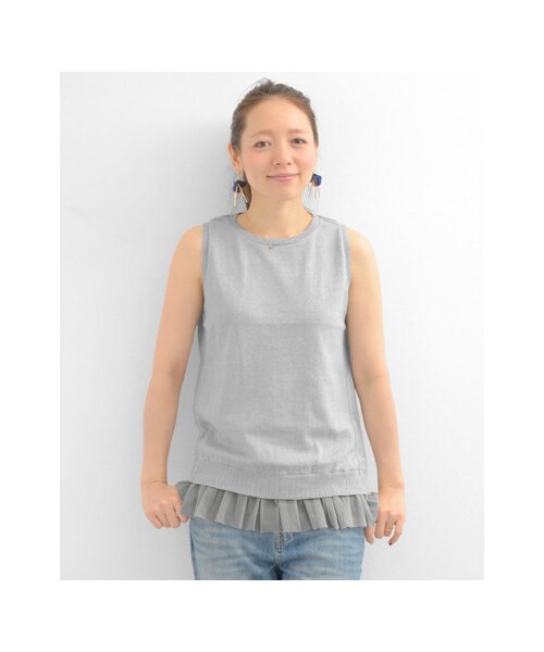 URBAN RESEARCH Sonny Label(アーバンリサーチサニーレーベル)の「チュール付ノースリニットプルオーバー(トップス・レディース・ホワイト/グレー/グリーン・FREE)」の5枚目の写真