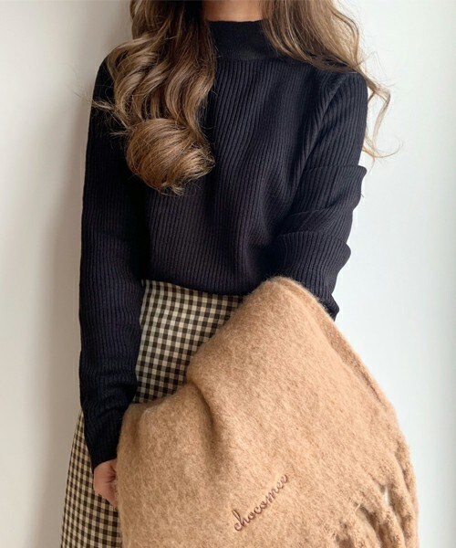 chocomee（チョコミー）の「リブニット（ニット/セーター・レディース・ホワイト/ブラック/ベージュ・FREE）」の2枚目の写真