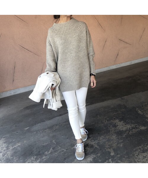copine(コピン)の「再々入荷!ゆるっと可愛いオーバーサイズ!プチハイネック裾スリットざっくりニット(3color)(ニット/セーター・レディース・その他)」の5枚目の写真