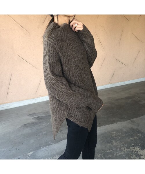 copine(コピン)の「再々入荷!ゆるっと可愛いオーバーサイズ!プチハイネック裾スリットざっくりニット(3color)(ニット/セーター・レディース・その他)」の12枚目の写真