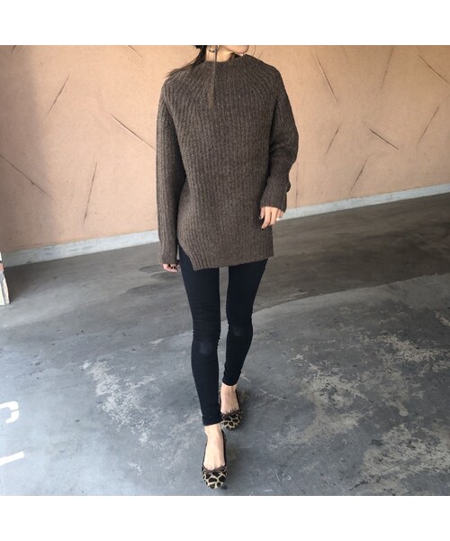 copine(コピン)の「再々入荷!ゆるっと可愛いオーバーサイズ!プチハイネック裾スリットざっくりニット(3color)(ニット/セーター・レディース・その他)」の10枚目の写真