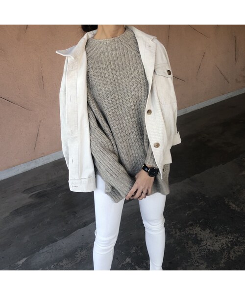 copine(コピン)の「再々入荷!ゆるっと可愛いオーバーサイズ!プチハイネック裾スリットざっくりニット(3color)(ニット/セーター・レディース・その他)」の7枚目の写真