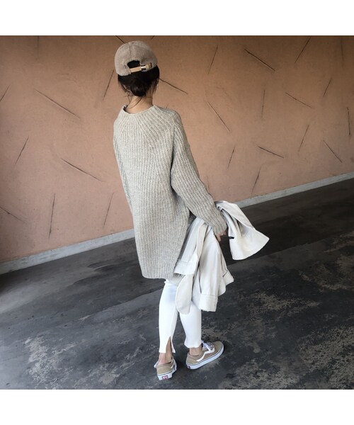 copine(コピン)の「再々入荷!ゆるっと可愛いオーバーサイズ!プチハイネック裾スリットざっくりニット(3color)(ニット/セーター・レディース・その他)」の6枚目の写真