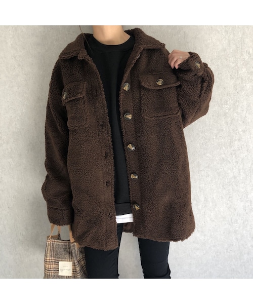 copine（コピン）の「再入荷！ビッグシルエット！裏地付きボアビッグシャツブルゾン（その他アウター・レディース・その他）」の4枚目の写真