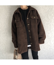 copine | 再入荷！ビッグシルエット！裏地付きボアビッグシャツブルゾン(その他アウター)