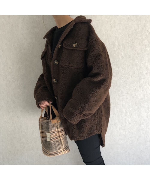 copine（コピン）の「再入荷！ビッグシルエット！裏地付きボアビッグシャツブルゾン（その他アウター・レディース・その他）」の5枚目の写真