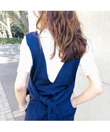 i.Rina | 裾上げ可》3WAYリボン付きコンビネゾンワイド　(サロペット/オーバーオール)