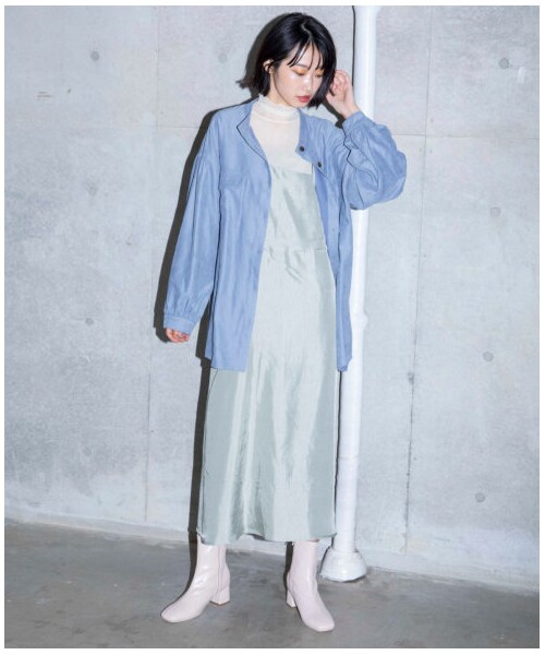 w closet(ダブルクローゼット)の「【Alley】スタンドカラーフラップポケットBIGシャツ(トップス・レディース・Lベージュ/サックス/グレージュ・FREE/M/L)」の19枚目の写真