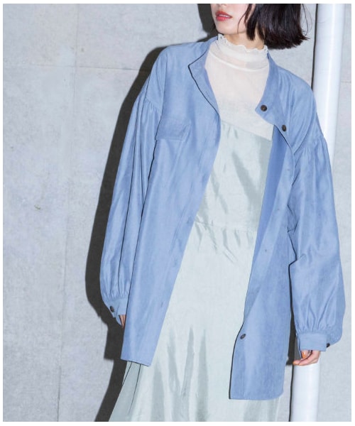 w closet(ダブルクローゼット)の「【Alley】スタンドカラーフラップポケットBIGシャツ(トップス・レディース・Lベージュ/サックス/グレージュ・FREE/M/L)」の18枚目の写真