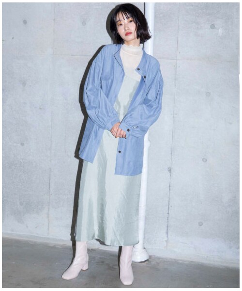 w closet(ダブルクローゼット)の「【Alley】スタンドカラーフラップポケットBIGシャツ(トップス・レディース・Lベージュ/サックス/グレージュ・FREE/M/L)」の16枚目の写真