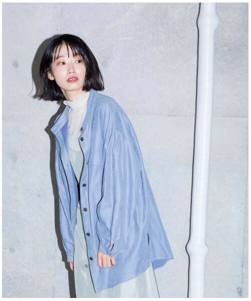 w closet(ダブルクローゼット)の「【Alley】スタンドカラーフラップポケットBIGシャツ(トップス・レディース・Lベージュ/サックス/グレージュ・FREE/M/L)」の20枚目の写真