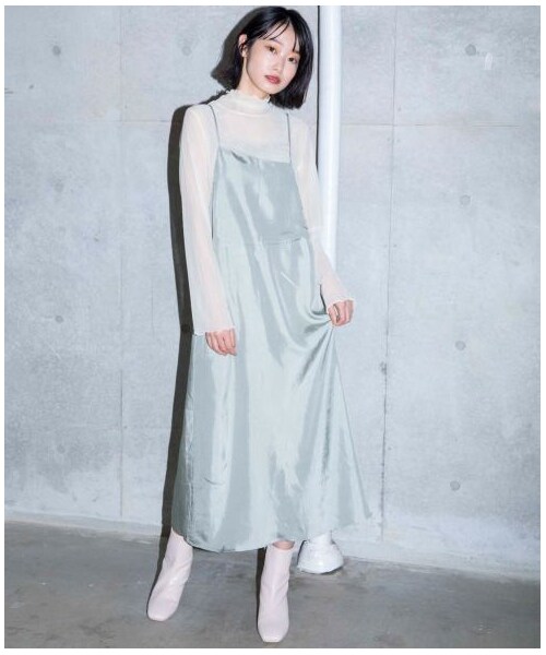 W Closet ダブルクローゼット の Alley アシメサテンキャミワンピース ワンピース ドレス Wear