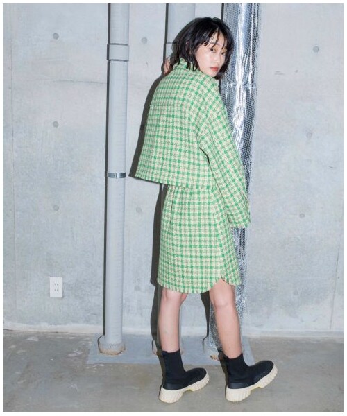 w closet（ダブルクローゼット）の「【Alley】 千鳥裾ラウンドミニスカート（スカート・レディース・Lベージュ/ブラウン・FREE）」の12枚目の写真