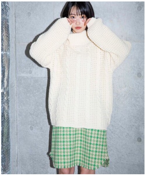 w closet（ダブルクローゼット）の「【Alley】 千鳥裾ラウンドミニスカート（スカート・レディース・Lベージュ/ブラウン・FREE）」の17枚目の写真