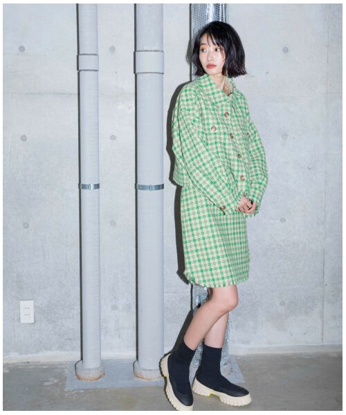 w closet（ダブルクローゼット）の「【Alley】 千鳥裾ラウンドミニスカート（スカート・レディース・Lベージュ/ブラウン・FREE）」の9枚目の写真