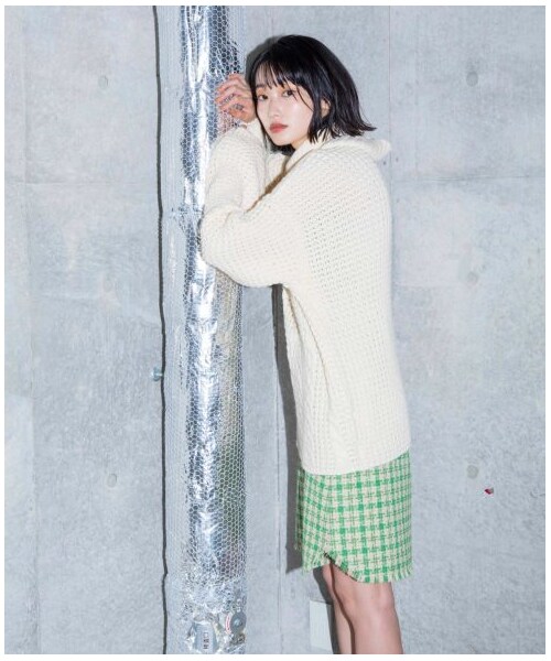 w closet（ダブルクローゼット）の「【Alley】 千鳥裾ラウンドミニスカート（スカート・レディース・Lベージュ/ブラウン・FREE）」の14枚目の写真