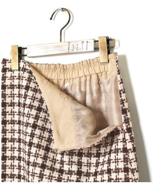 w closet（ダブルクローゼット）の「【Alley】 千鳥裾ラウンドミニスカート（スカート・レディース・Lベージュ/ブラウン・FREE）」の7枚目の写真
