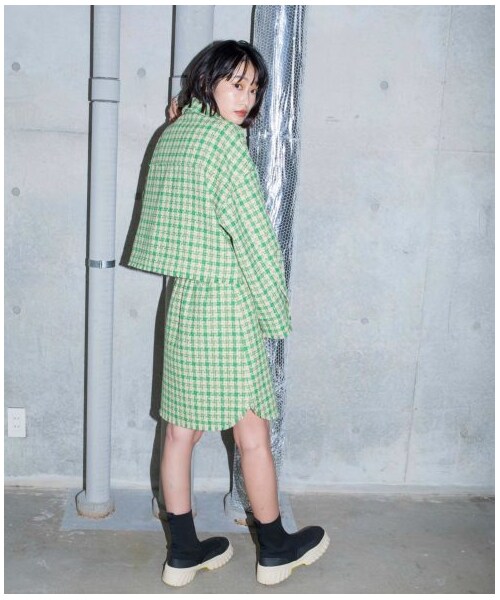 w closet（ダブルクローゼット）の「【Alley】千鳥ショートジャケット羽織り（ジャケット/アウター・レディース・ベージュ/ブラウン・FREE）」の13枚目の写真