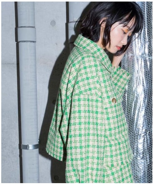 w closet（ダブルクローゼット）の「【Alley】千鳥ショートジャケット羽織り（ジャケット/アウター・レディース・ベージュ/ブラウン・FREE）」の18枚目の写真