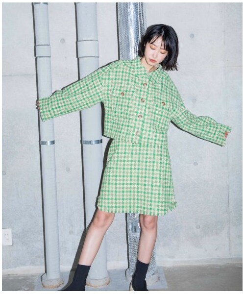 w closet（ダブルクローゼット）の「【Alley】千鳥ショートジャケット羽織り（ジャケット/アウター・レディース・ベージュ/ブラウン・FREE）」の11枚目の写真