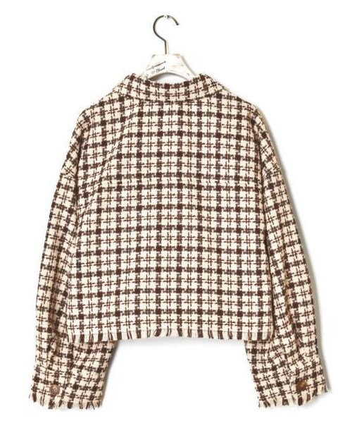 w closet（ダブルクローゼット）の「【Alley】千鳥ショートジャケット羽織り（ジャケット/アウター・レディース・ベージュ/ブラウン・FREE）」の5枚目の写真