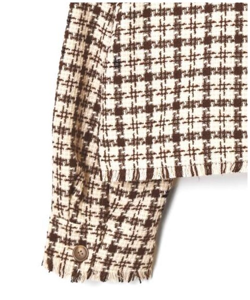 w closet（ダブルクローゼット）の「【Alley】千鳥ショートジャケット羽織り（ジャケット/アウター・レディース・ベージュ/ブラウン・FREE）」の9枚目の写真