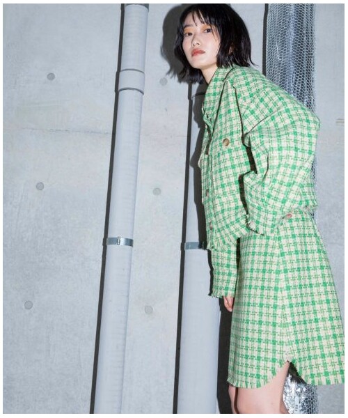 w closet（ダブルクローゼット）の「【Alley】千鳥ショートジャケット羽織り（ジャケット/アウター・レディース・ベージュ/ブラウン・FREE）」の12枚目の写真