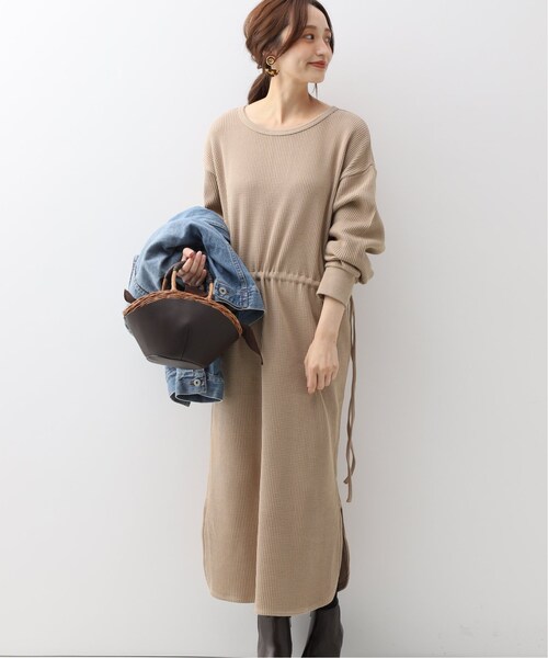 SLOBE IENA（スローブイエナ）の「ウエストリボンワッフルワンピース 