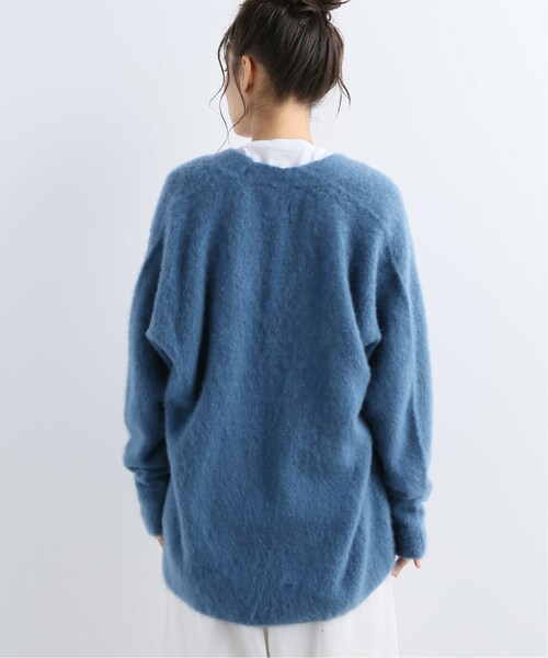 ATONカシミヤカーディガンCASHMERE CARDIGAN 02 BLUE レディース
