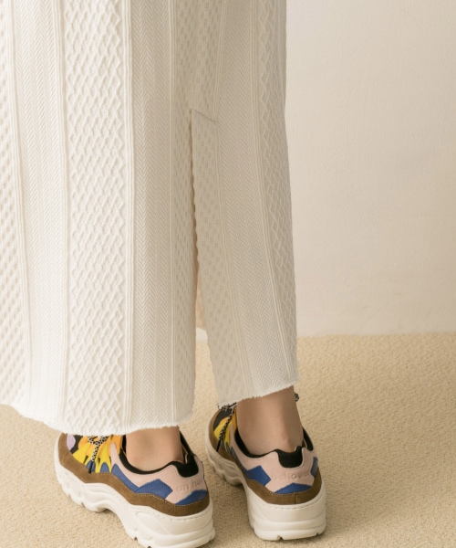 URBAN RESEARCH（アーバンリサーチ）の「羅紋緹花棉質裙（スカート・レディース・象牙白/卡其綠・FREE）」の6枚目の写真